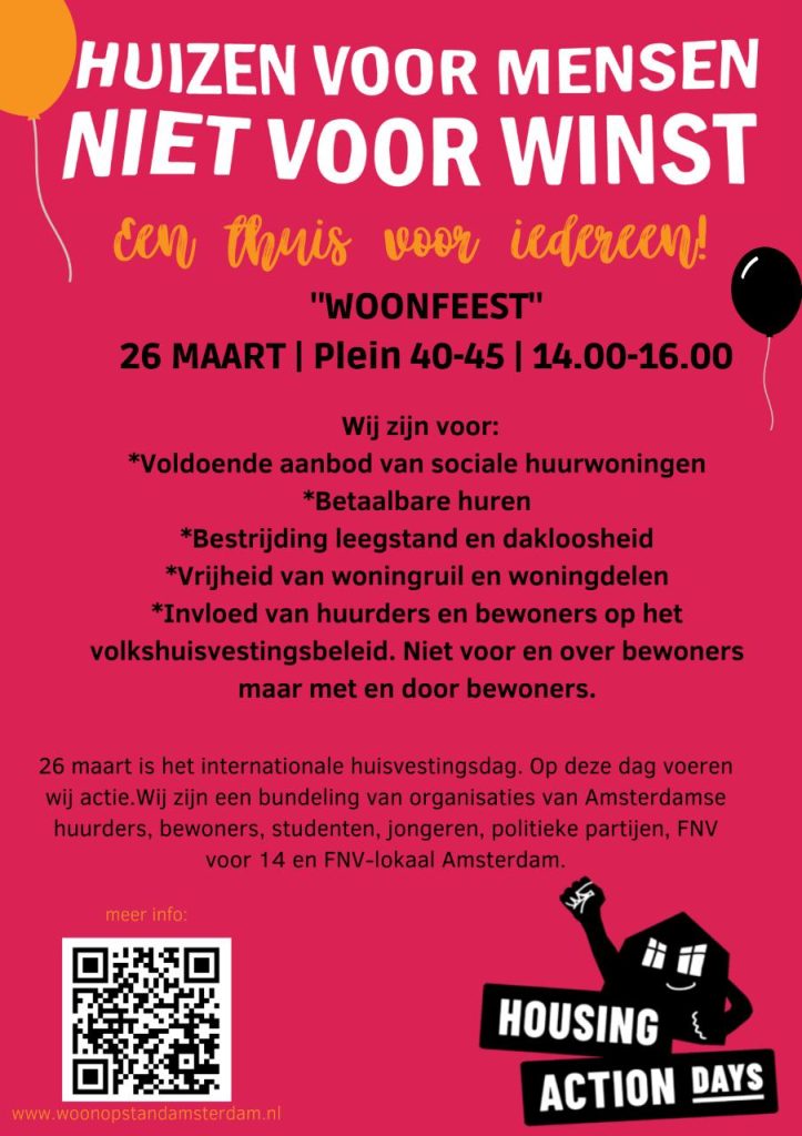 Woonfeest Amsterdam Huizen voor mensen niet voor winst